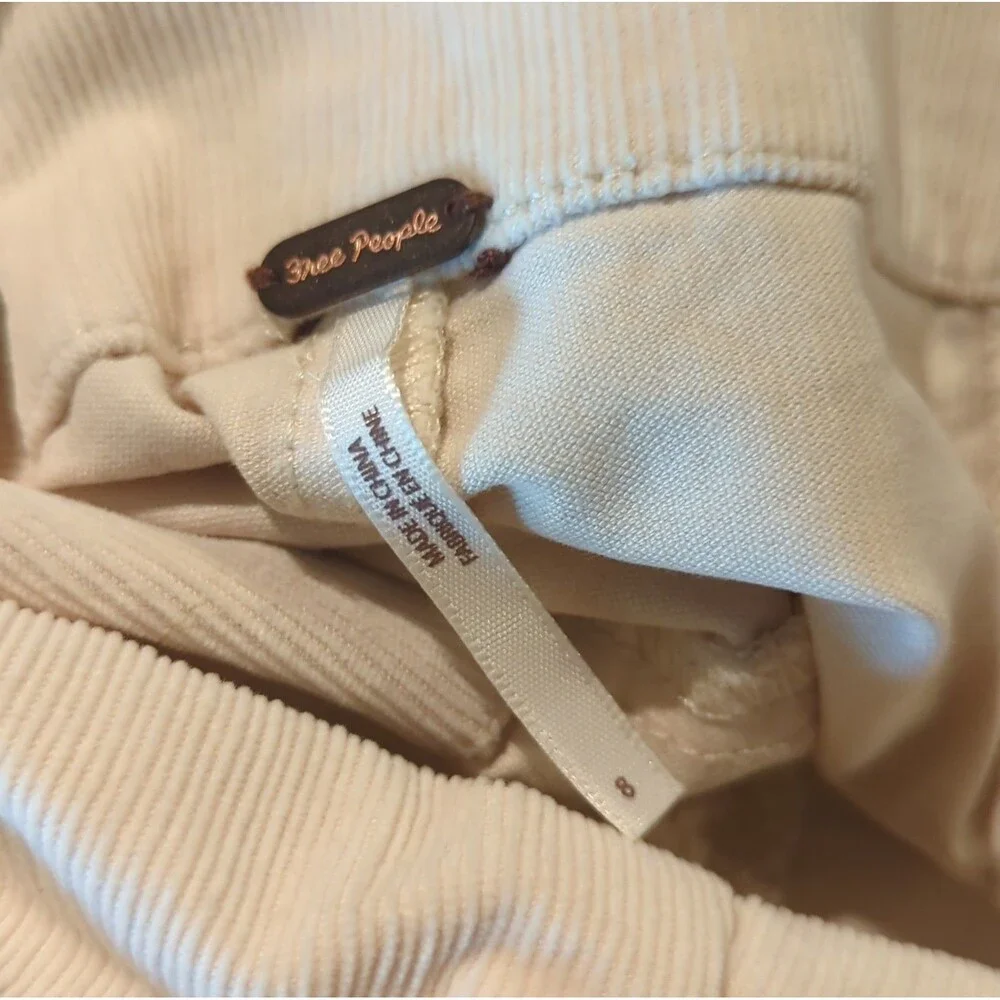 Free People Corduroy Mini Skirt Womens 8 Beige Boho Festival Zip
